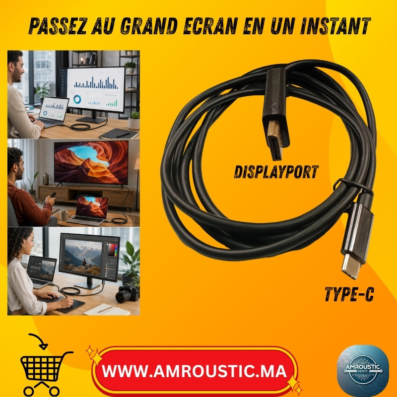 Câble USB-C vers DisplayPort 4K – 1,8 m