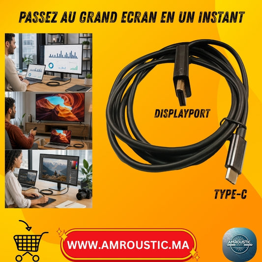 كابل USB-C إلى DisplayPort بدقة 4K – بطول 1.8 متر
