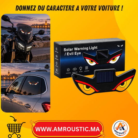Yeux LED décoratifs pour voiture – Recharge solaire et USB-C, 6 modes