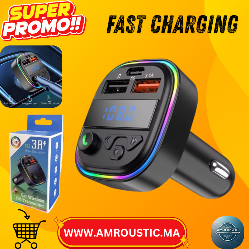 جهاز إرسال FM بتقنية البلوتوث C17 للسيارة