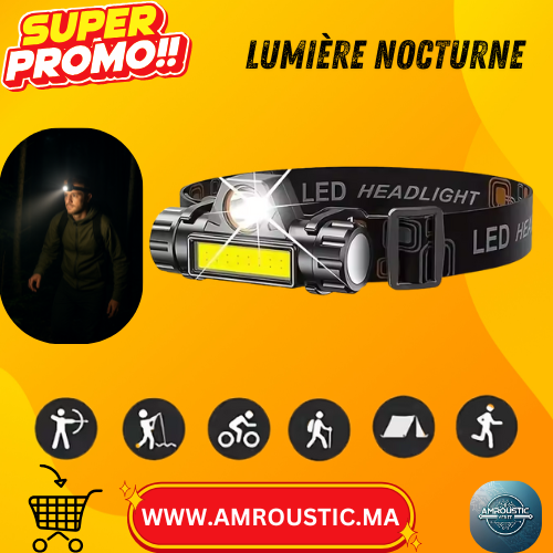 مصباح LED قابل لإعادة الشحن ومقاوم للماء للتخييم والصيد