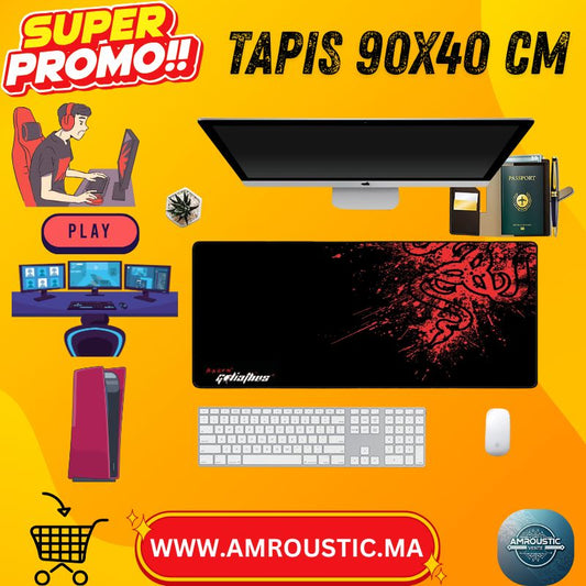 Tapis de Souris Gaming XXL 900×400 mm – Modèles Fnatic / Razer – Surface Antidérapante