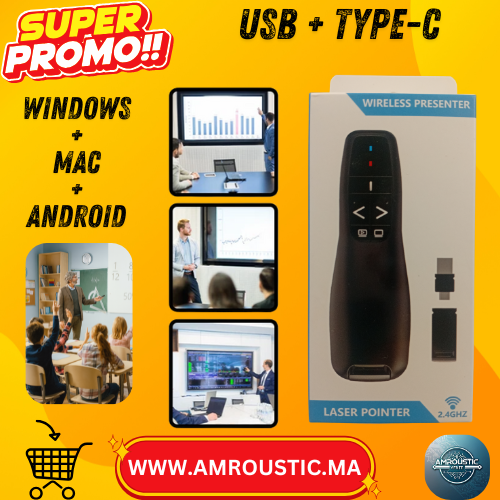 Pointeur laser double ports pour Windows,Mac et Android