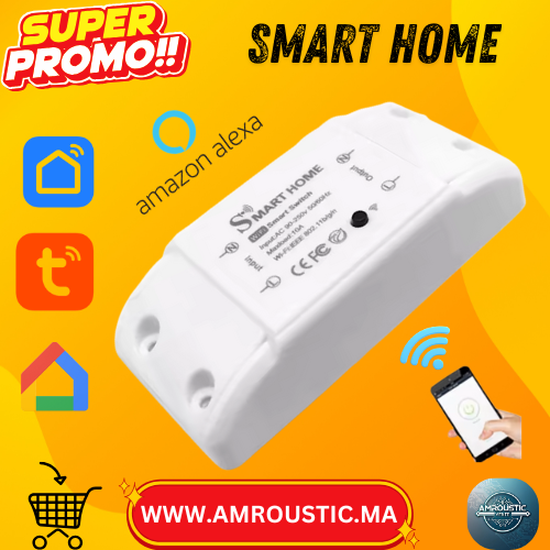 مفتاح ذكي يعمل بتقنية الواي فاي 110-240 فولت / 10 أمبير