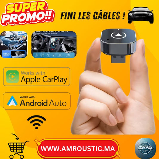 Adaptateur CarPlay/Android Auto Sans Fil USB-C | Plug & Play | BT 5.0 + Wi-Fi 5GHz