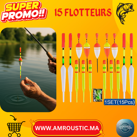 مجموعة عوامات صيد مكونة من 15 قطعة