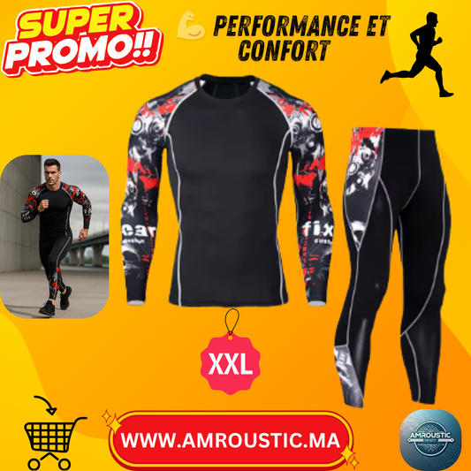 طقم ملابس داخلية حرارية للرجال - ضاغطة وسريعة الجفاف مقاس XXL
