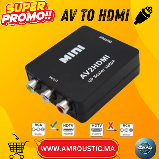محول AV إلى HDMI بدقة 1080p – محول RCA (CVBS) إلى HDMI – NTSC/PAL