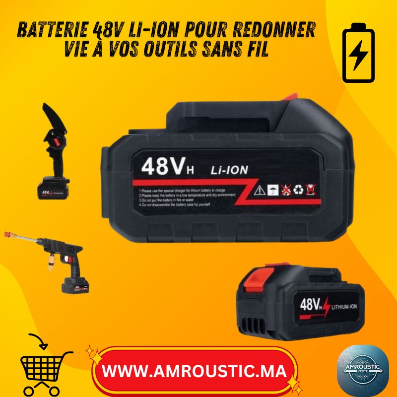 Batterie de Remplacement 48V Li-Ion pour Outils Électriques Sans Fil