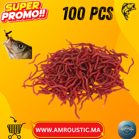 Appâts Souples Réalistes en Forme de Ver – 100 Pièces