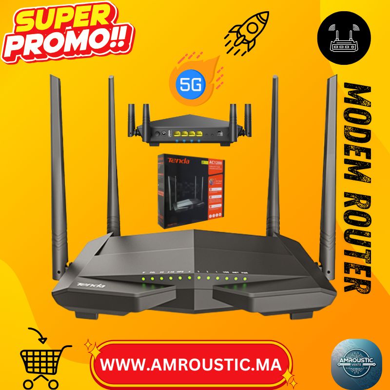 Tenda V12 AC1200 – Modem Routeur Wi-Fi Dual Band VDSL/ADSL Gigabit