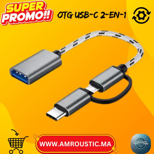 كابل محول USB-C OTG ثنائي الوظائف (OTG + شحن) – من USB إلى Type-C لأجهزة Android / MacBook