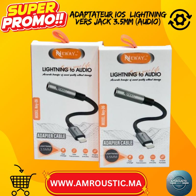 Adaptateur iOS Neway NEW-06 Lightning vers Jack 3.5mm (Audio)