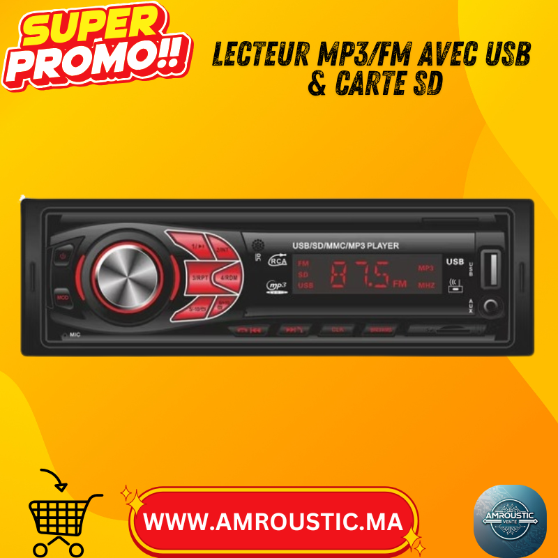 Autoradio XbTod 1806 – Lecteur MP3/FM avec USB & Carte SD | Modèle 1806