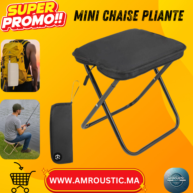 Mini Chaise Pliante de Voyage Beige – Compacte, Légère et Confortable pour Camping, Pêche et Plein Air
