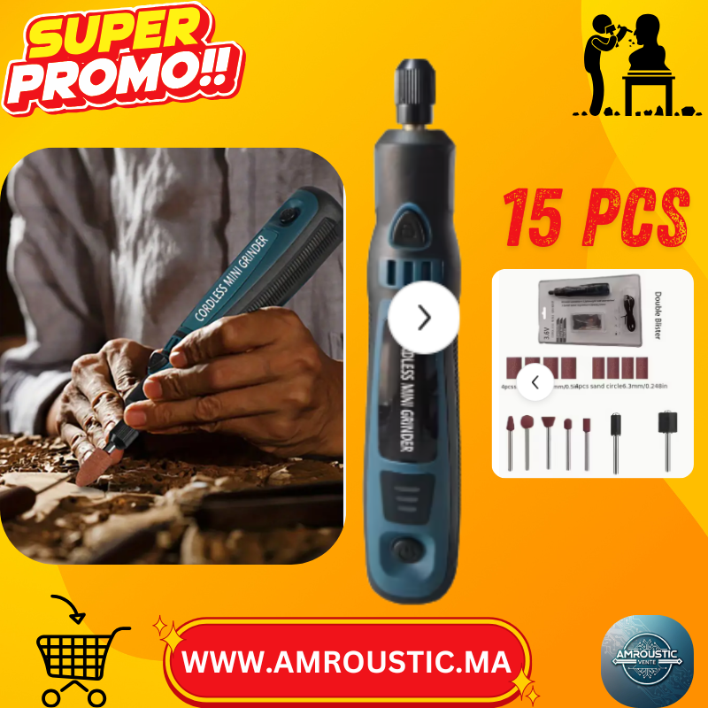 مطحنة كهربائية صغيرة لاسلكية 3.6 فولت - قلم نقش قابل لإعادة الشحن عبر منفذ USB، للتلميع والقطع، أداة متعددة الوظائف للأعمال اليدوية