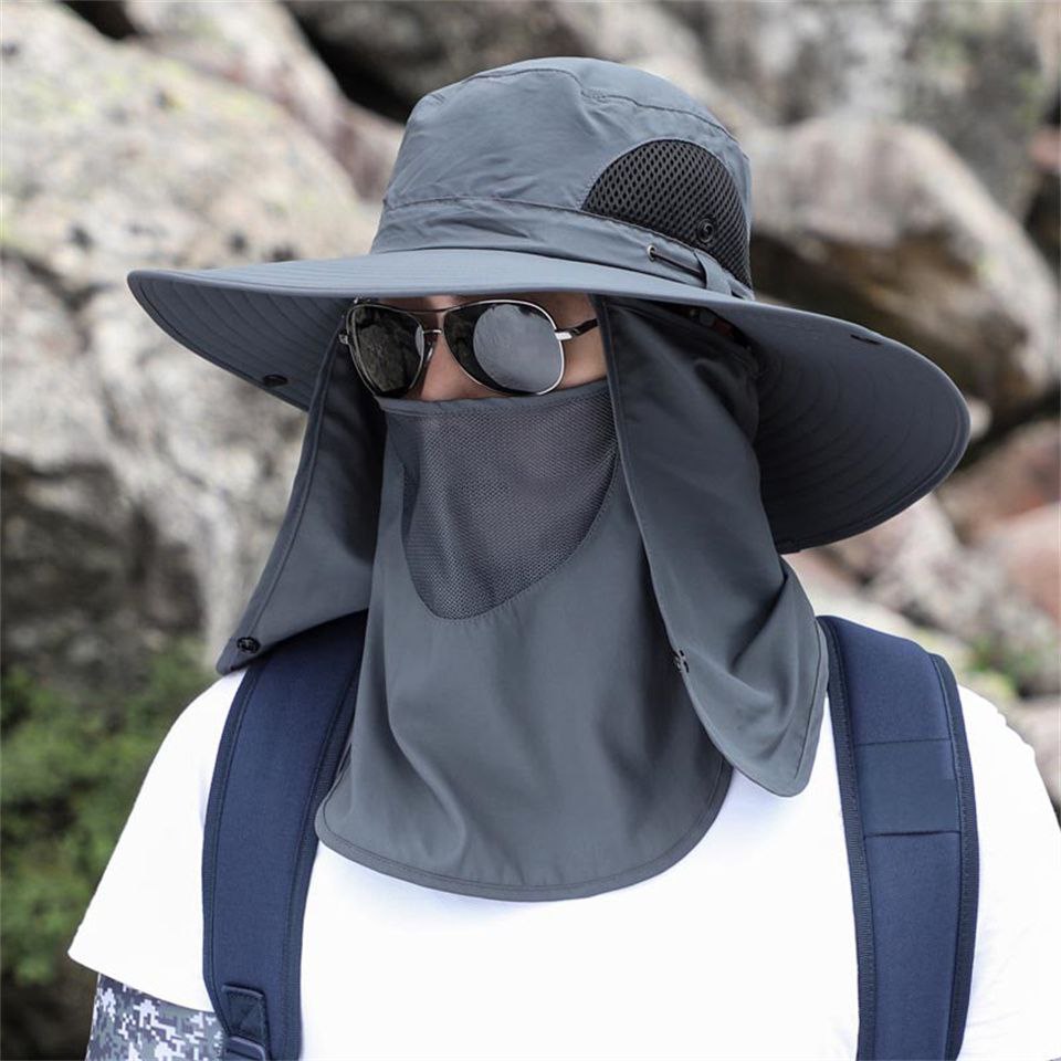 Chapeau d’Été Large Bord avec Protection Visage & Nuque – Vélo, Pêche, Randonnée